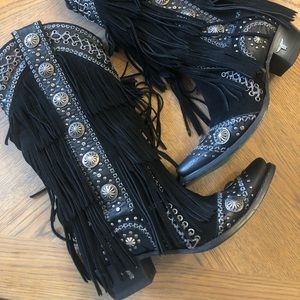 Lane Fringe Boots with Conchos